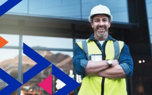 Happy construction worker on site