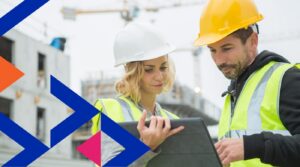 Two builders reviewing Payapps progress claims on tablet