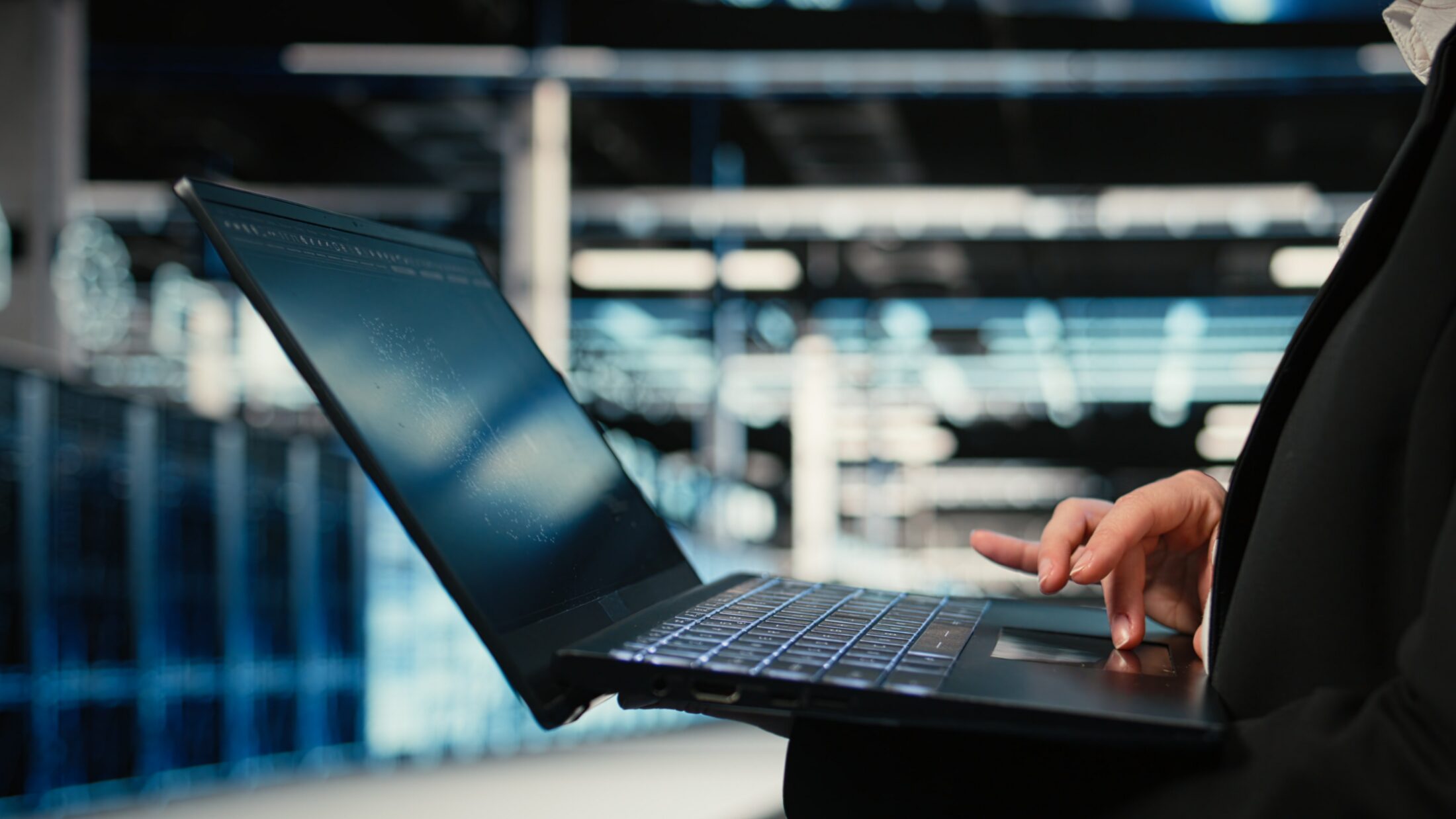 data centre with laptop